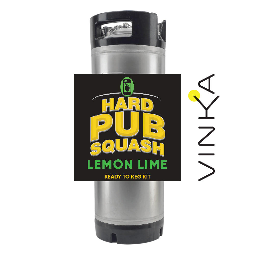 Mix up a KL02899 19L Ball Lock Keg of classic alcoholic Lemon Lime Pub Squash at home with ease with the fully formulated Impressence Hard Pub Squash Lemon Lime Kit.