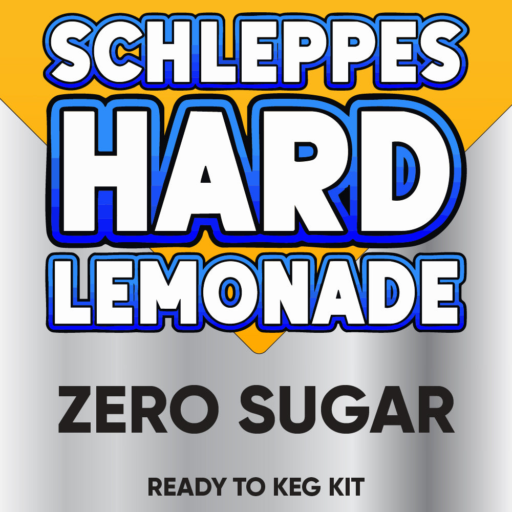 Schleppes Hard Lemonade Zero Sugar product packaging with bold text on a gradient background.