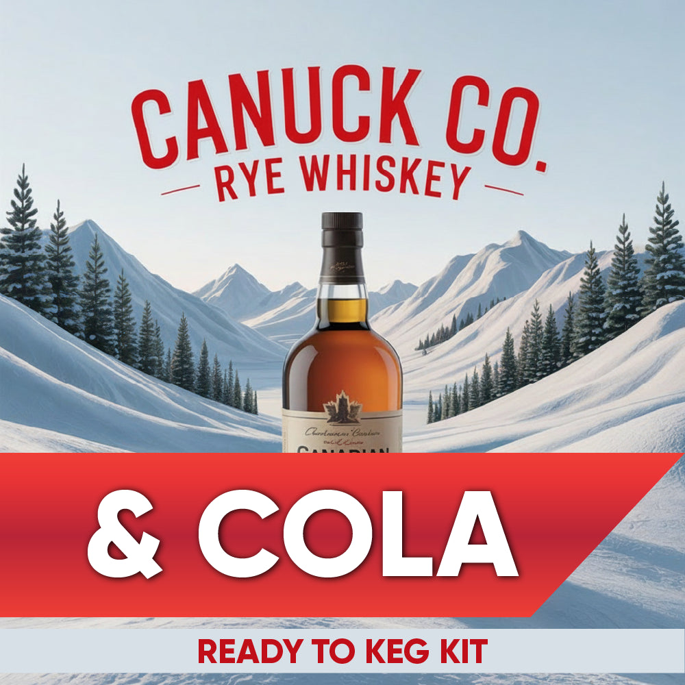 Bottle of Canuck Co. Rye Whiskey with a snowy mountain landscape in the background