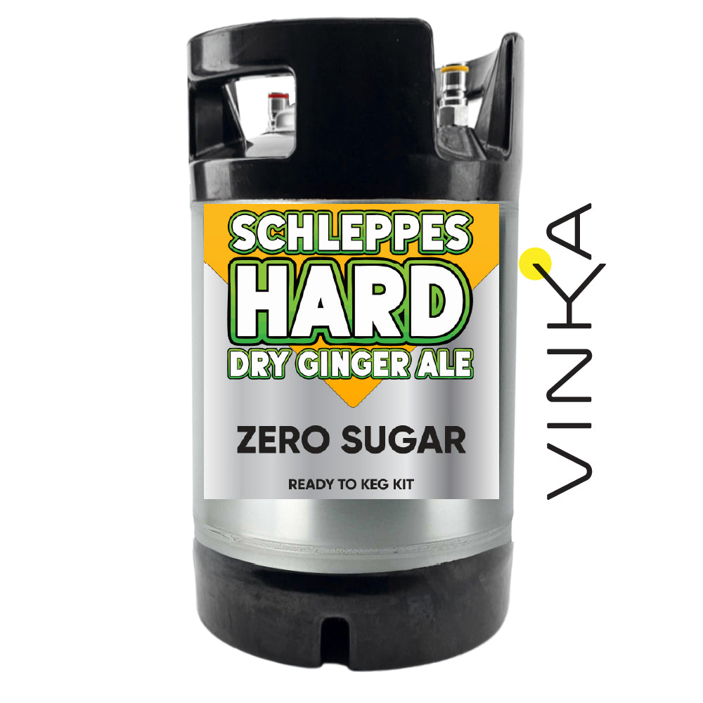 Schleppes Hard Dry Ginger Ale keg kit with 'Vinka' branding on a white background