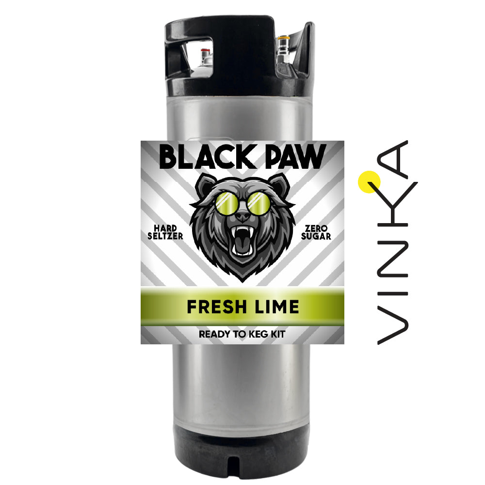 Hard Black Paw Fresh Lime Seltzer - Zero Sugar - Ready to Keg Kit