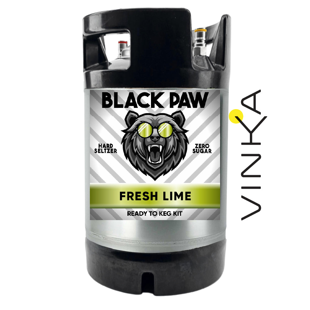 Hard Black Paw Fresh Lime Seltzer - Zero Sugar - Ready to Keg Kit