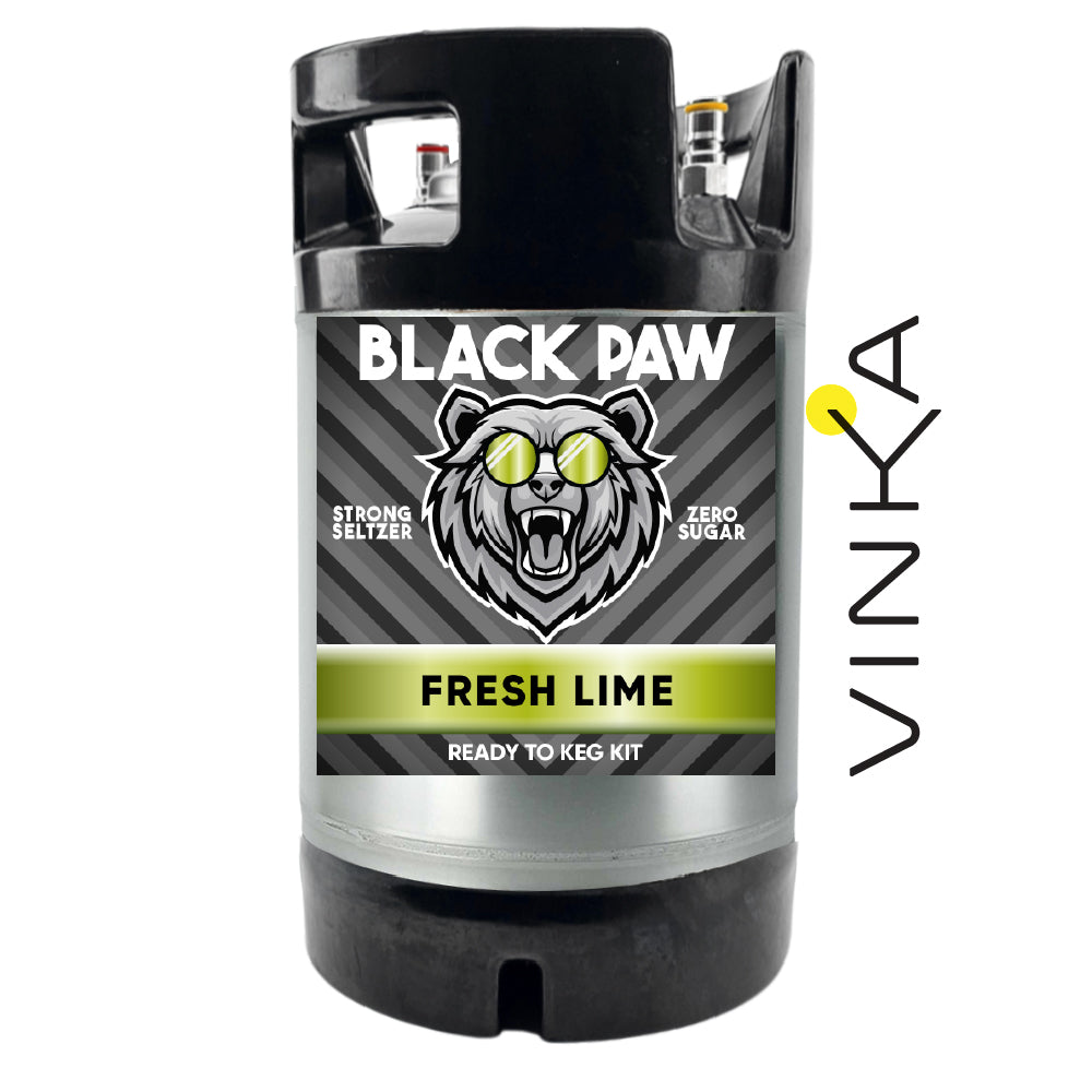 Hard Black Paw Fresh Lime Seltzer - Zero Sugar - Ready to Keg Kit