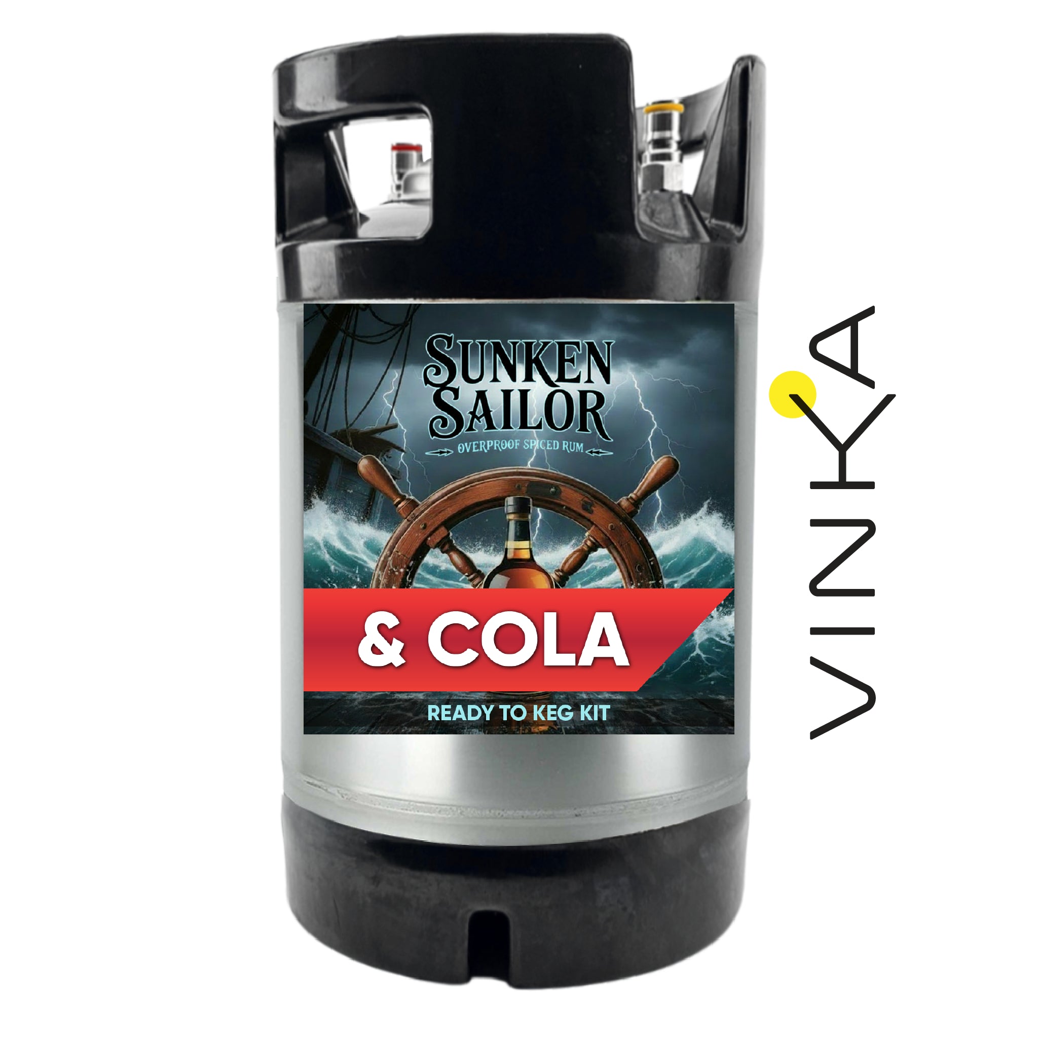 Sunken Sailor & Cola keg kit with Vinka logo on a white background
