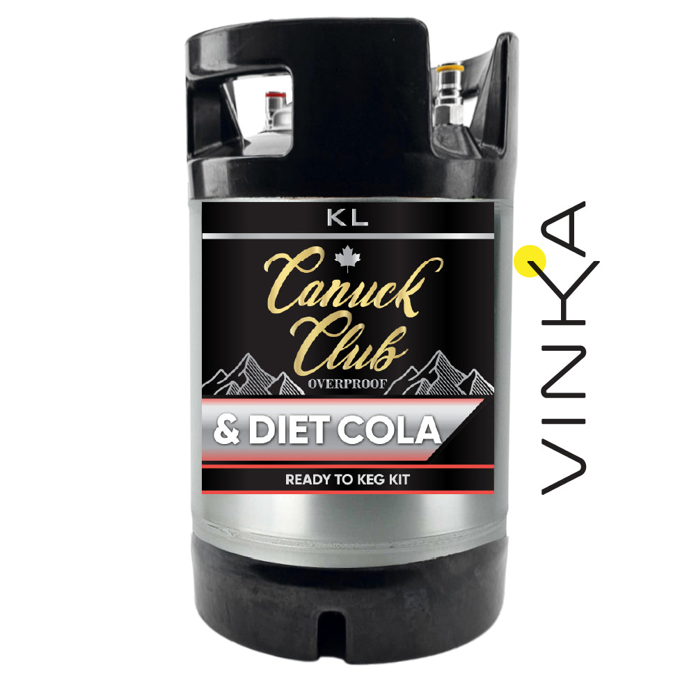 Canuck Club & Diet Cola ready-to-keg kit with Vinka branding on a white background