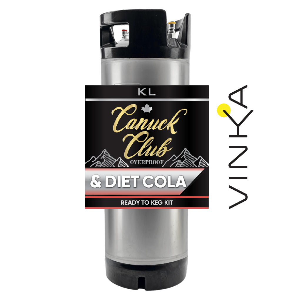 Canuck Club & Diet Cola ready-to-keg kit with Vinka branding on a white background