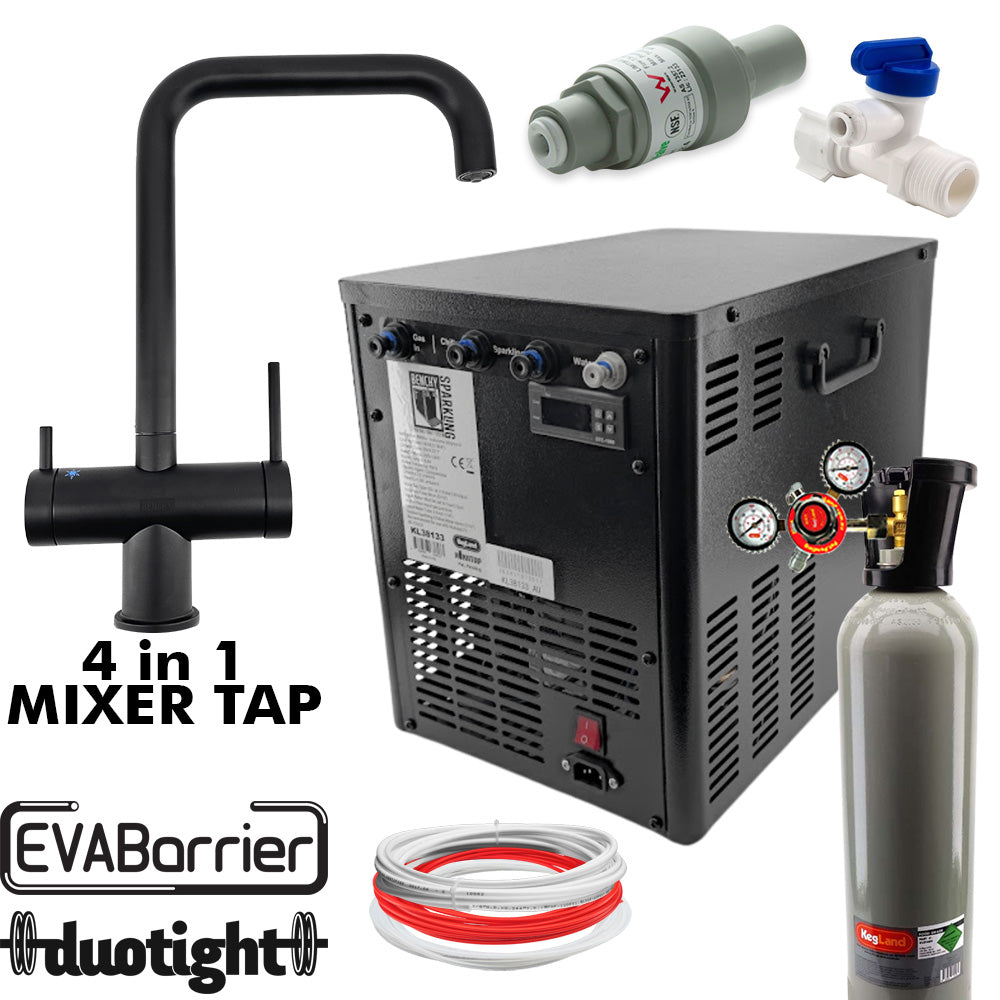 Simply connect a regulated mains water source and CO2 Cylinder to the unit and receive unlimited sparkling and chilled water from the taps.