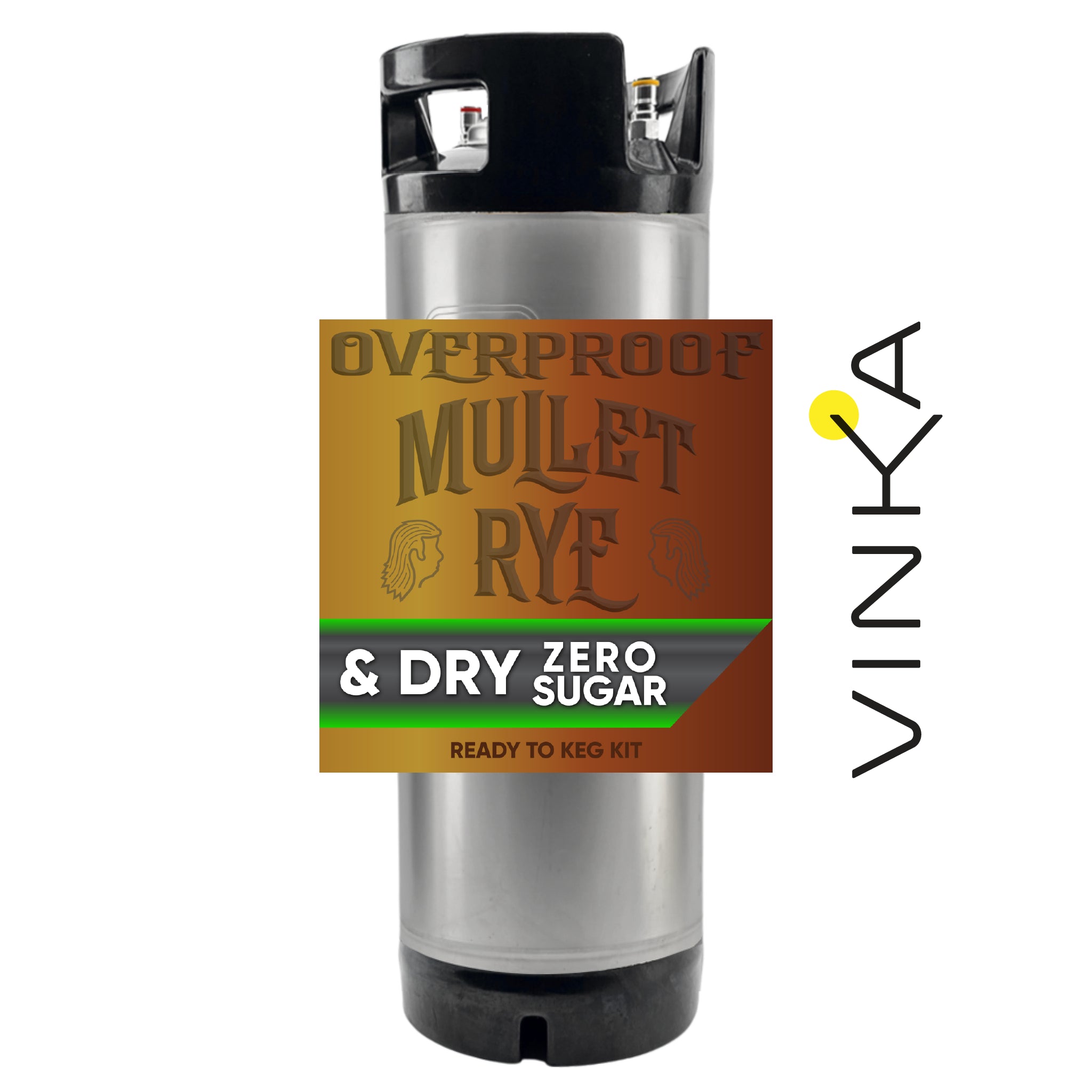 Vinka overproof mullet rye & dry zero sugar ready to keg kit on a white background