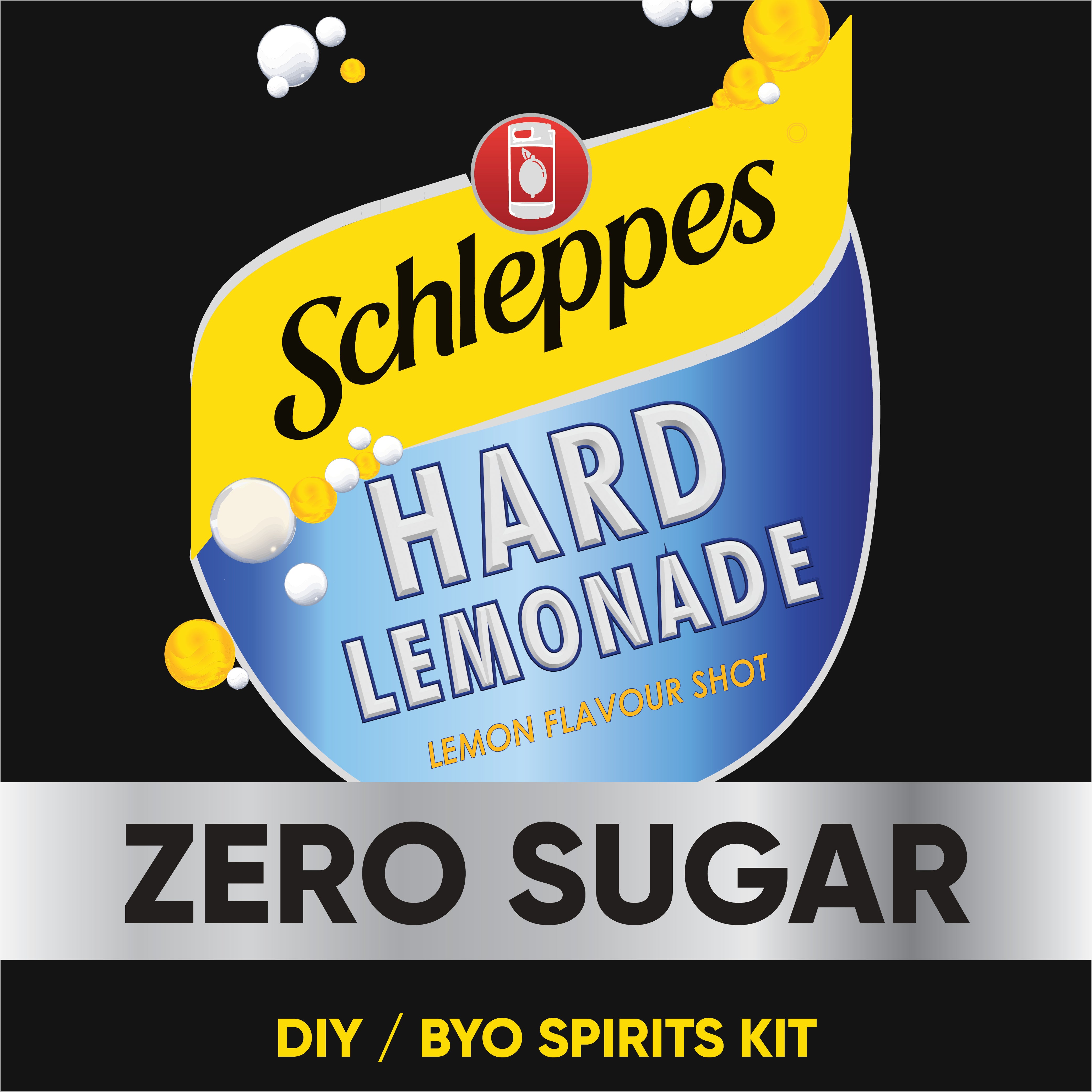 Schleppes Hard Lemonade Zero Sugar label on a black background