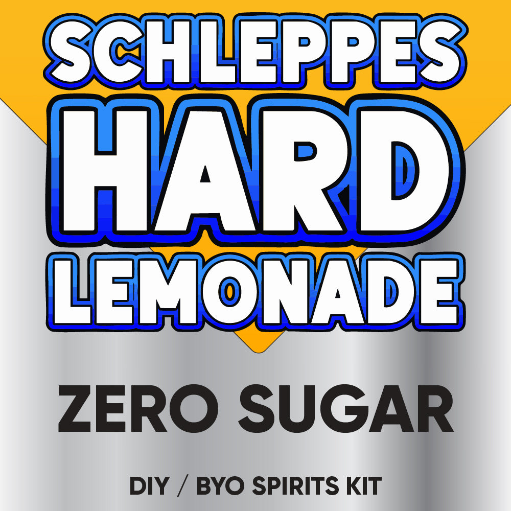 Schleppes Hard Lemonade Zero Sugar DIY/Byo Spirits Kit label with colorful design.