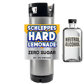 Schleppes Hard Lemonade zero sugar kit and neutral alcohol bottle on a white background