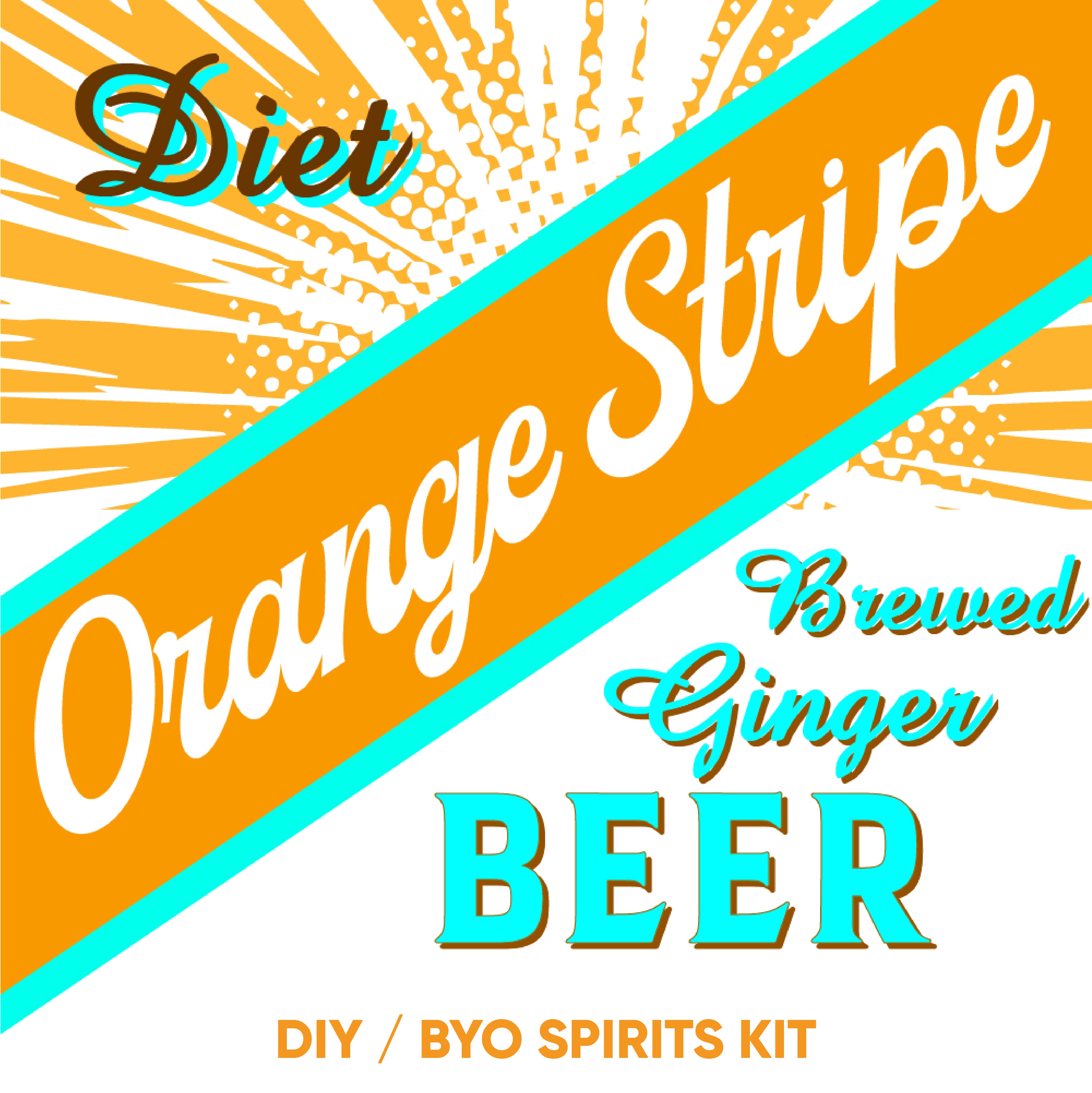 Diet Orange Stripe Ginger Beer label with a diagonal stripe design