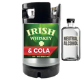 Irish whiskey and cola DIY spirits kit with a bottle of neutral alcohol on a white background