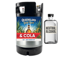 Queensland Gold Rum & Cola keg and neutral alcohol bottle on a white background