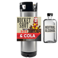 Bucket Shot 101 & Cola DIY BYO Spirits Kit with a bottle of neutral alcohol on a white background