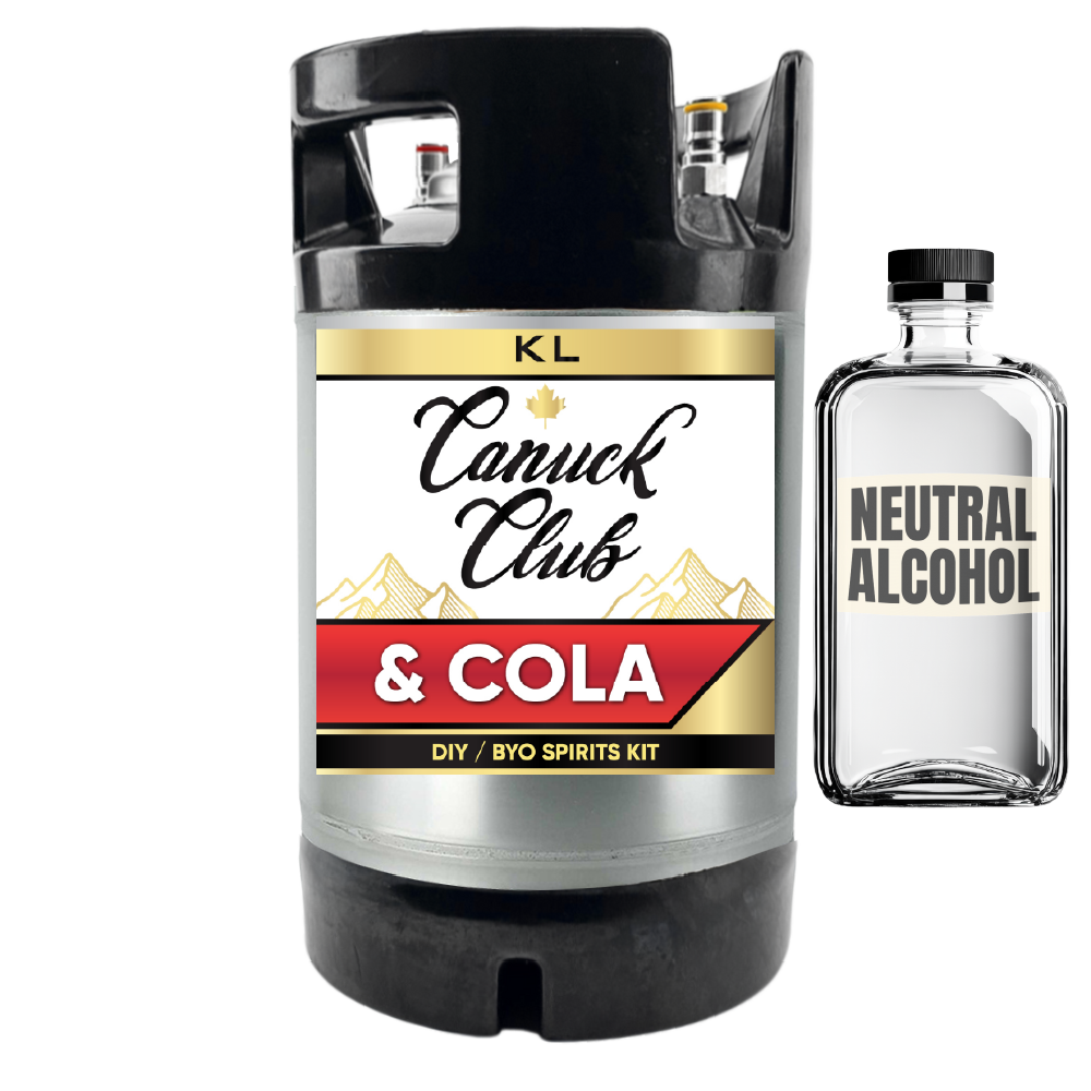 Canuck Club & Cola DIY spirits kit with a bottle of neutral alcohol on a white background