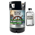 Sunken Sailor Spiced Rum keg and bottle of neutral alcohol on a white background