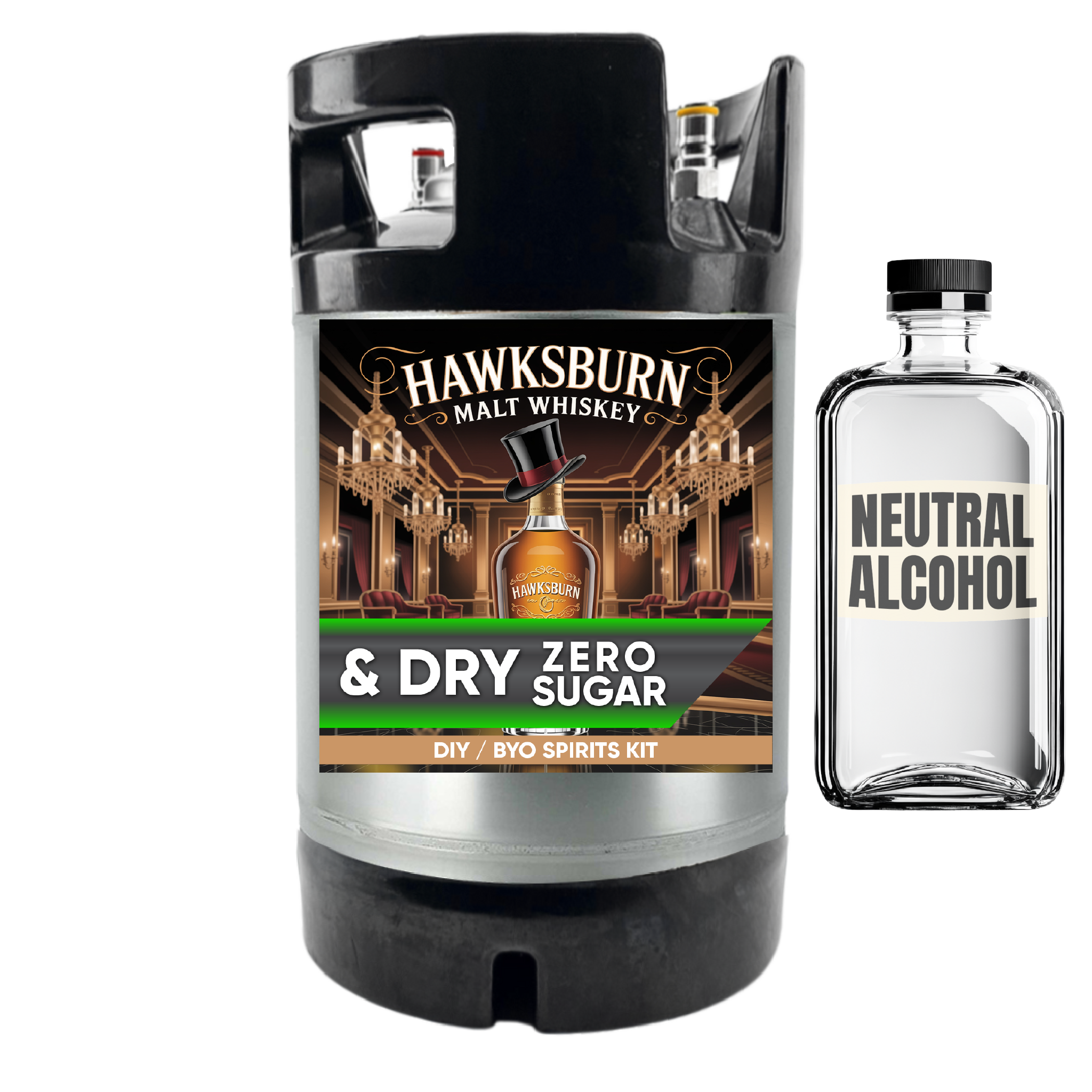 Hawksburn Malt Whiskey and Dry - Zero Sugar - DIY ~ BYO Spirits Keg Kit 9.5L