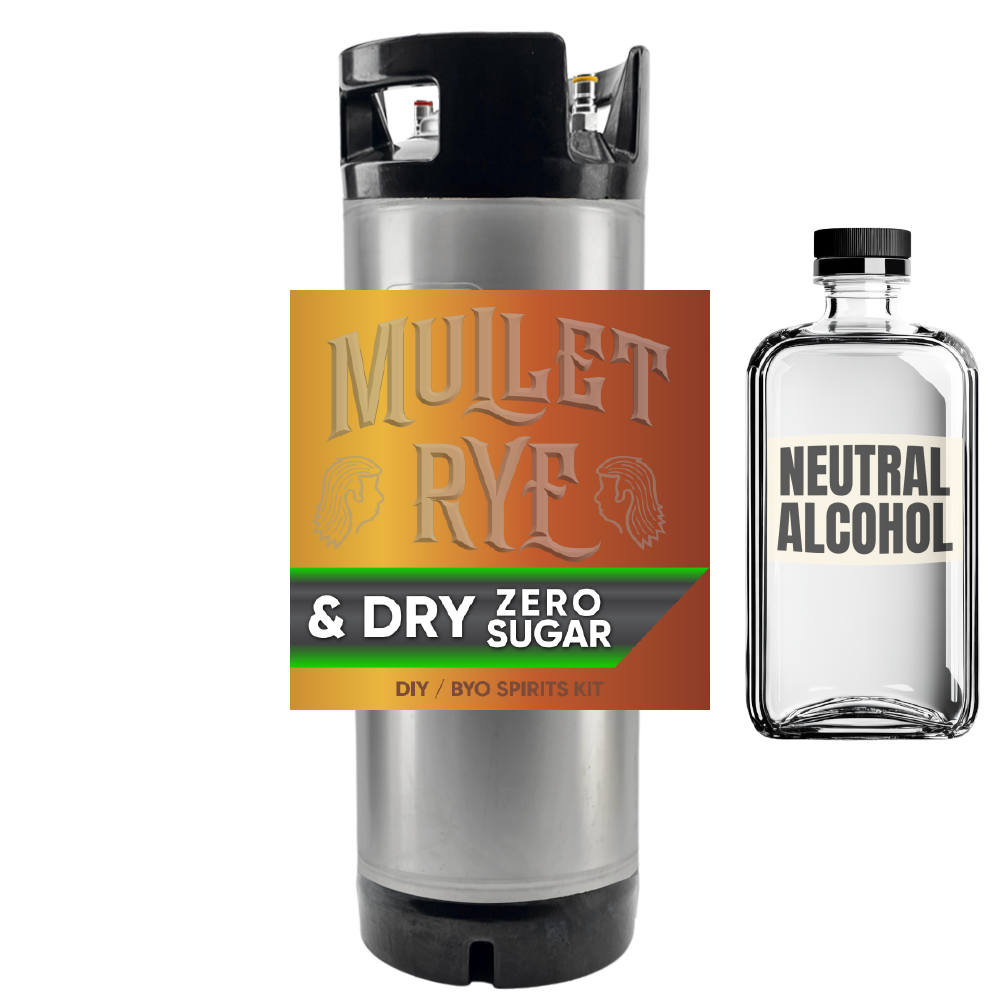 Mullet Rye and Dry (Rye Whiskey) - Zero Sugar - DIY ~ BYO Spirits Keg Kit