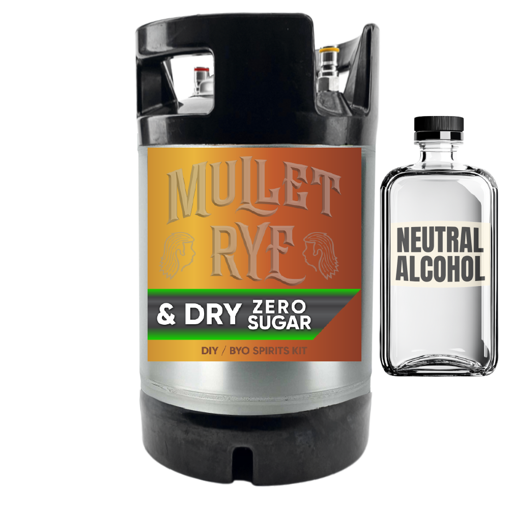 Mullet Rye and Dry (Rye Whiskey) - Zero Sugar - DIY ~ BYO Spirits Keg Kit