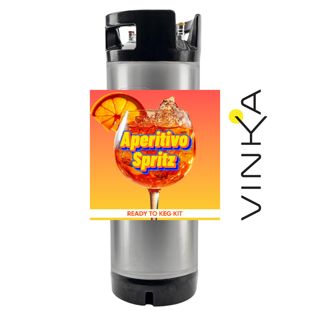 Vinka Aperitivo Spritz ready-to-keg kit with a canister and label on a white background