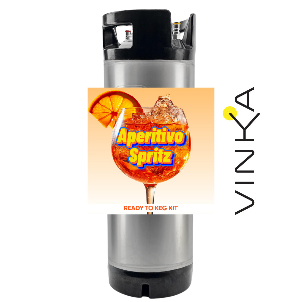 Vinka ready-to-keg kit with aperitivo spritz design on a white background