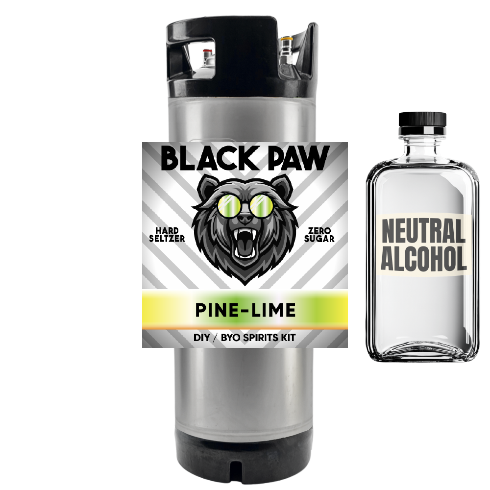 Black Paw Pine Lime Hard Seltzer - Zero Sugar - DIY ~ BYO Spirits Keg Kit