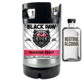 Black Paw Hard Seltzer passion fruit DIY BYO spirits kit with a bottle of neutral alcohol on a white background.