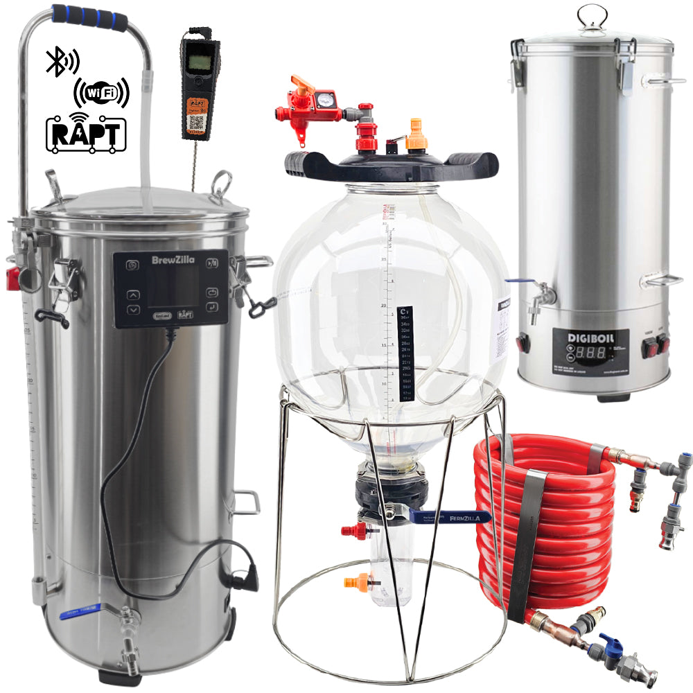 35L BrewZilla Gen 4.1, 27L FermZilla Tri-Conical, 35L DigiBoil and a Red Reaper Counterflow chiller kit.