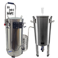 BrewZilla Gen4 next to a 32L Stainless Steel Conical Gravity Fermenter.