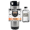 Black Paw Hard Seltzer peach flavor kit with a bottle of neutral alcohol on a white background