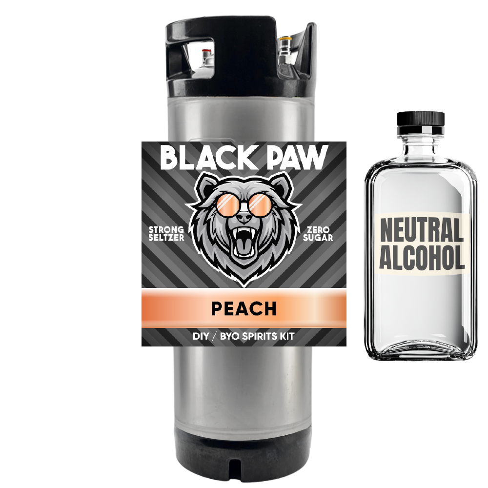 Black Paw Peach Hard Seltzer - Zero Sugar - DIY ~ BYO Spirits Keg Kit
