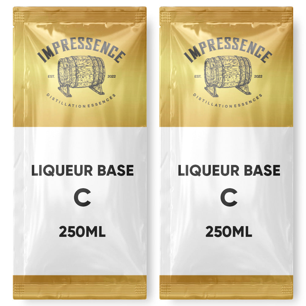 Two packages of Impresence Liqueur Base C on a white background