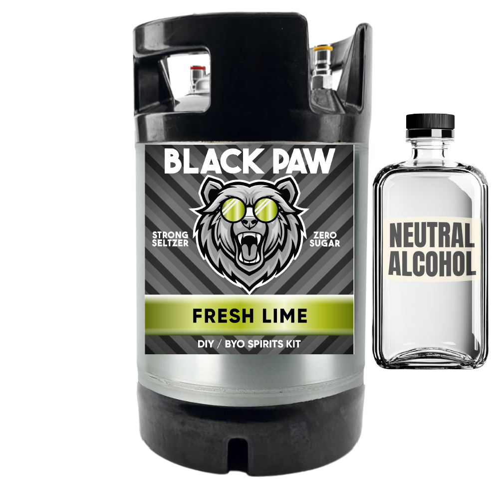 Black Paw Fresh Lime Hard Seltzer - Zero Sugar - DIY ~ BYO Spirits Keg Kit