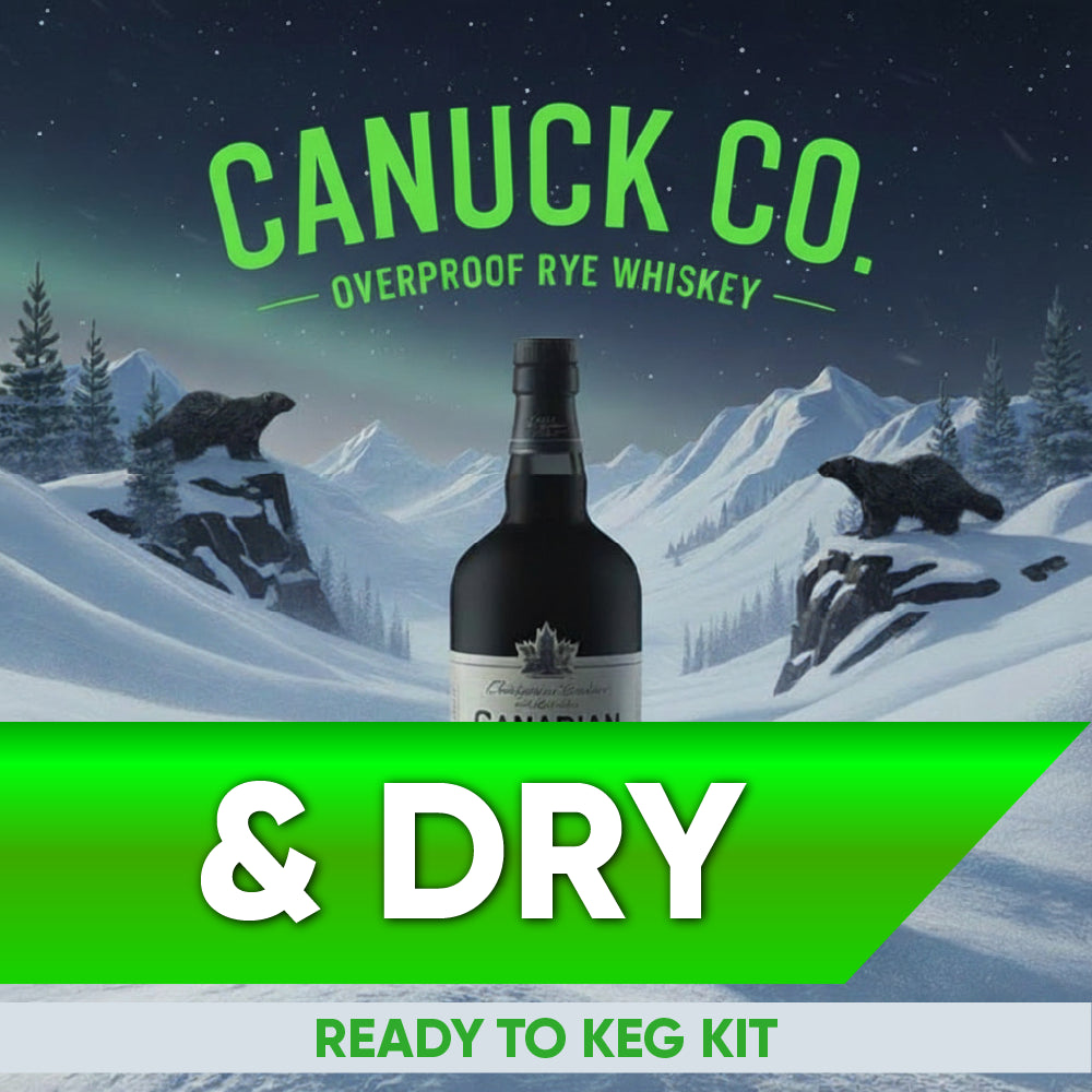 Canuck Co. overproof rye whiskey bottle with snowy mountain and bears in the background