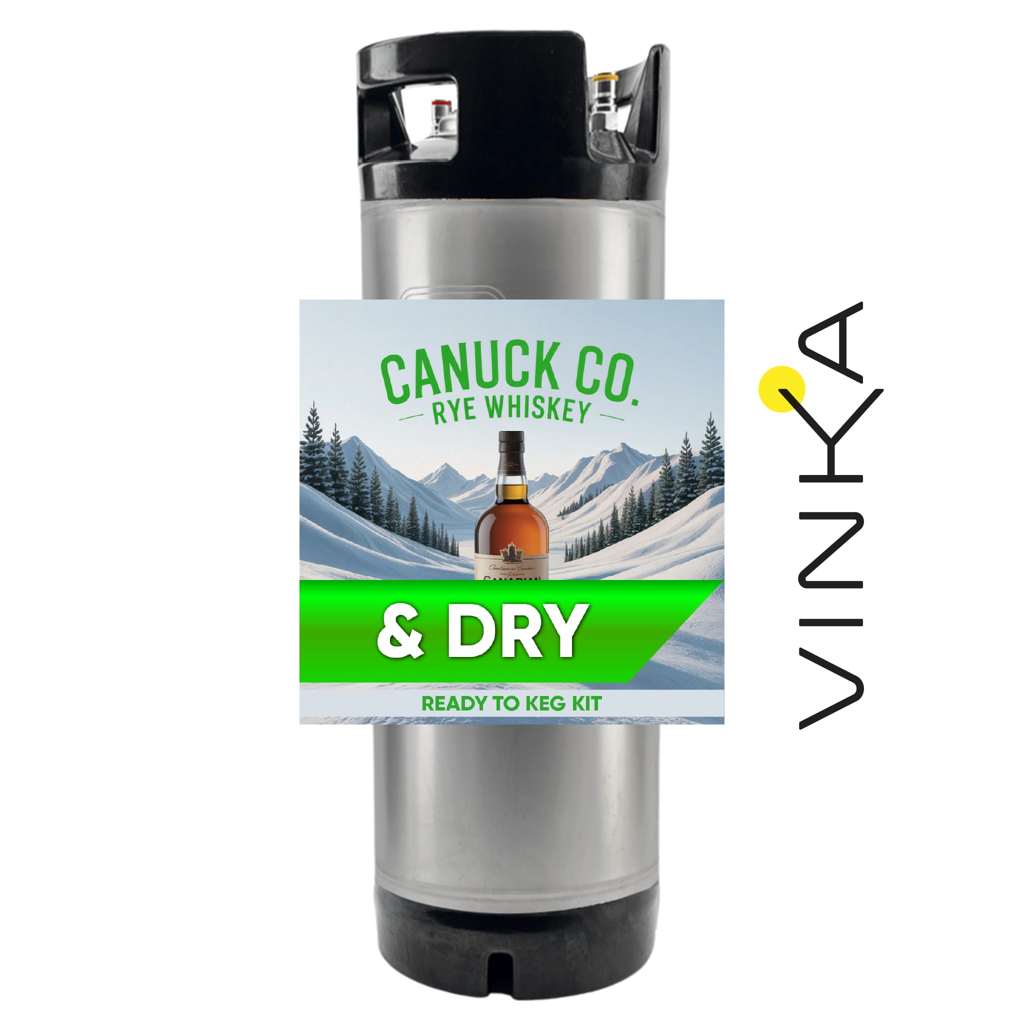 Canuck Co. Rye Whiskey ready-to-keg kit with Vinka branding on a white background