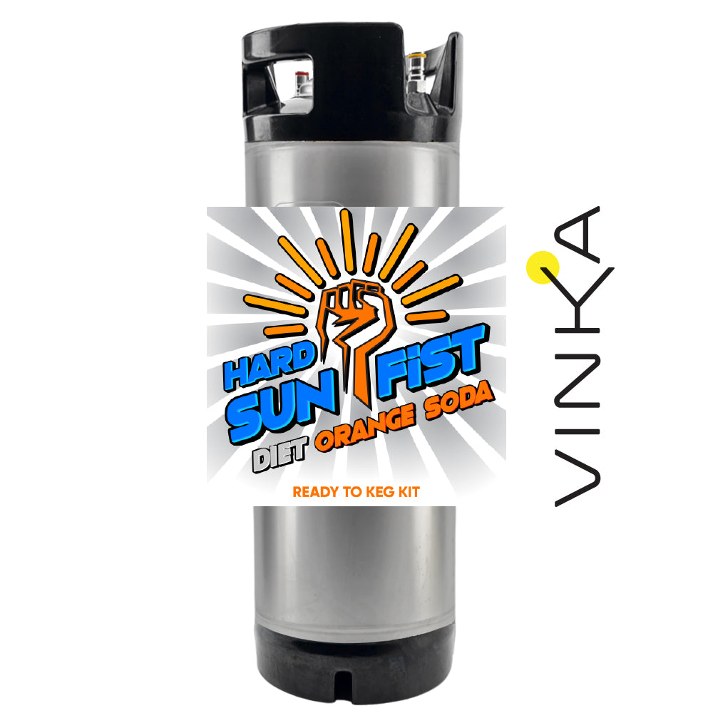 Mix up a KL02899 19L Ball Lock Keg of Diet Sun Fist Orange Soda with VINKA Alcohol