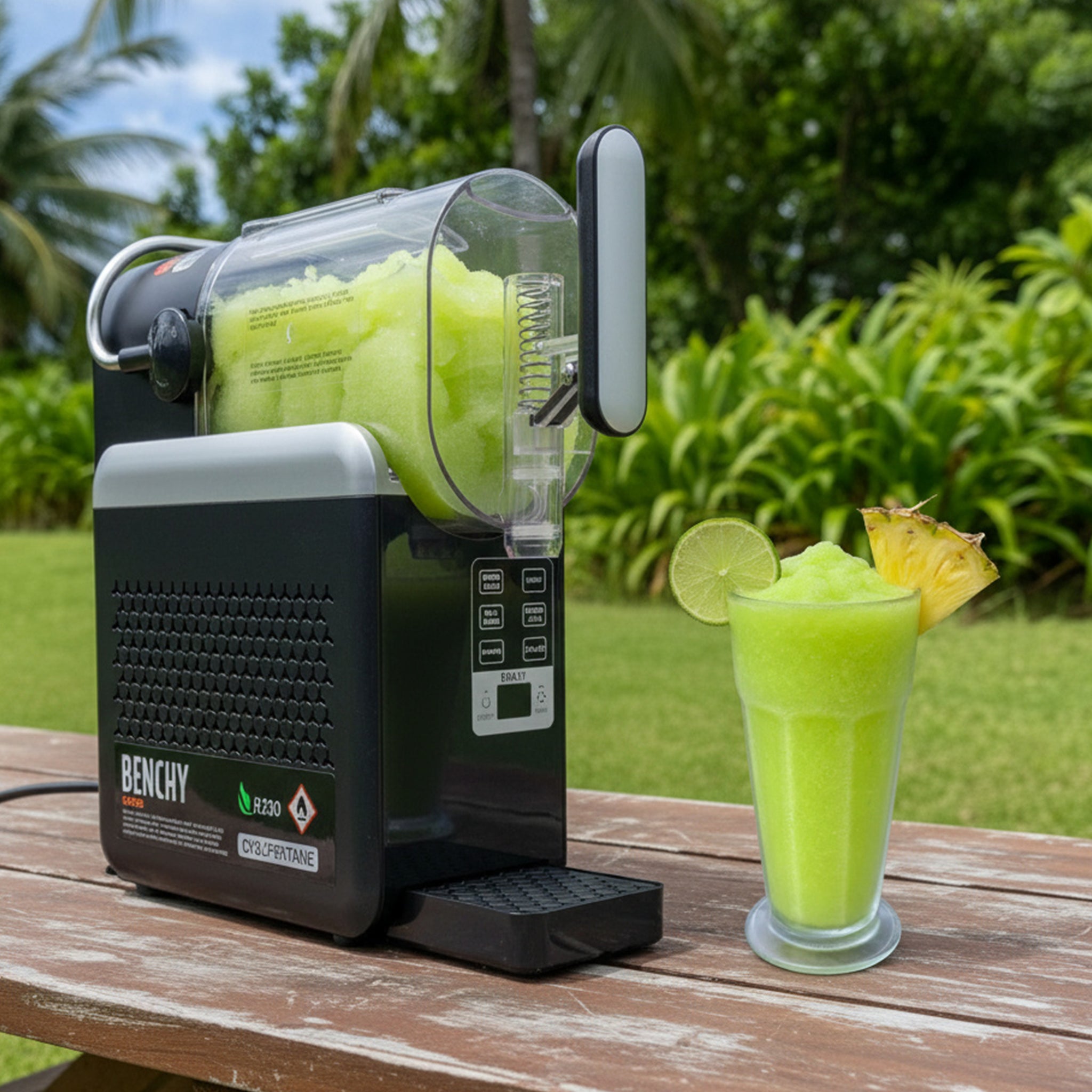 Benchy Slushy Machine with 2L of Pine Lime fusion!