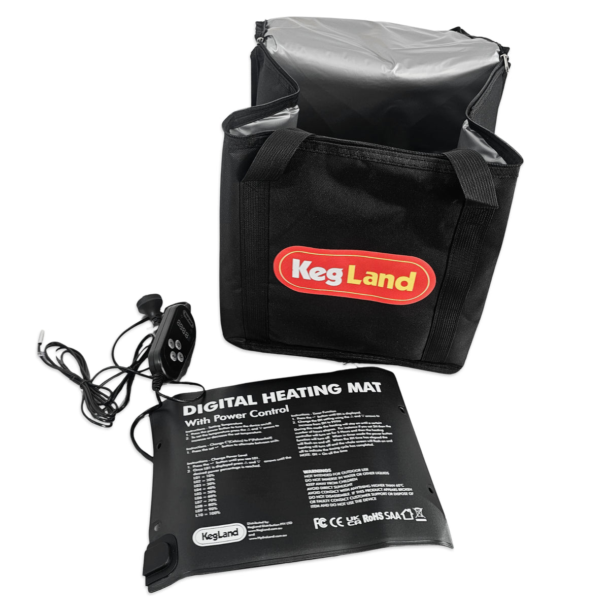 Combining an insulated, rectangular bag with a digital heating mat, this versatile setup helps warm your ferments and maintain your chosen temperature up to 40°C. 