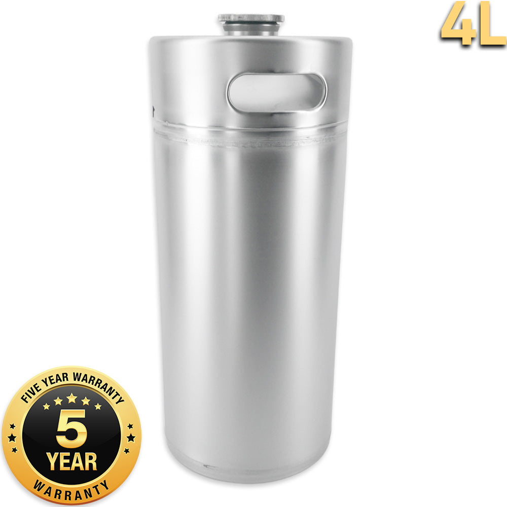 5 Year Warranty on 4L Stainless Steel Mini Kegs from KegLand.
