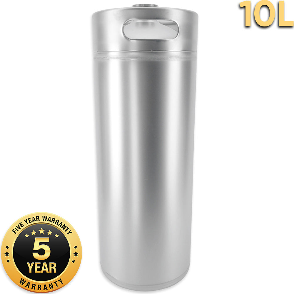 5 Year Warranty on 10L Stainless Steel Mini Kegs from KegLand.
