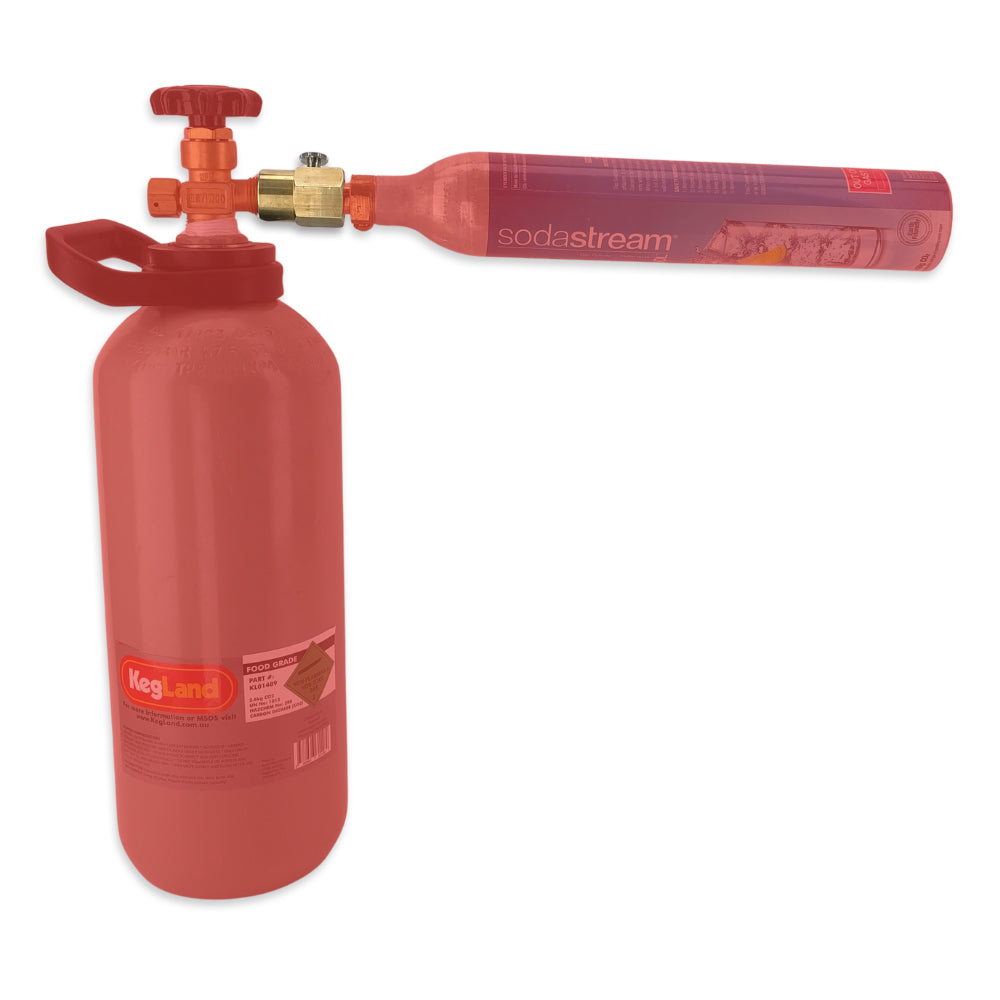  KegLand does not recommend using other branded CO2 cylinders to refill SodaStream compatible cylinders, as we cannot guarantee it will work. 