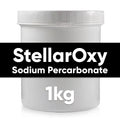 White container of StellarOxy Sodium Percarbonate with text on a white background