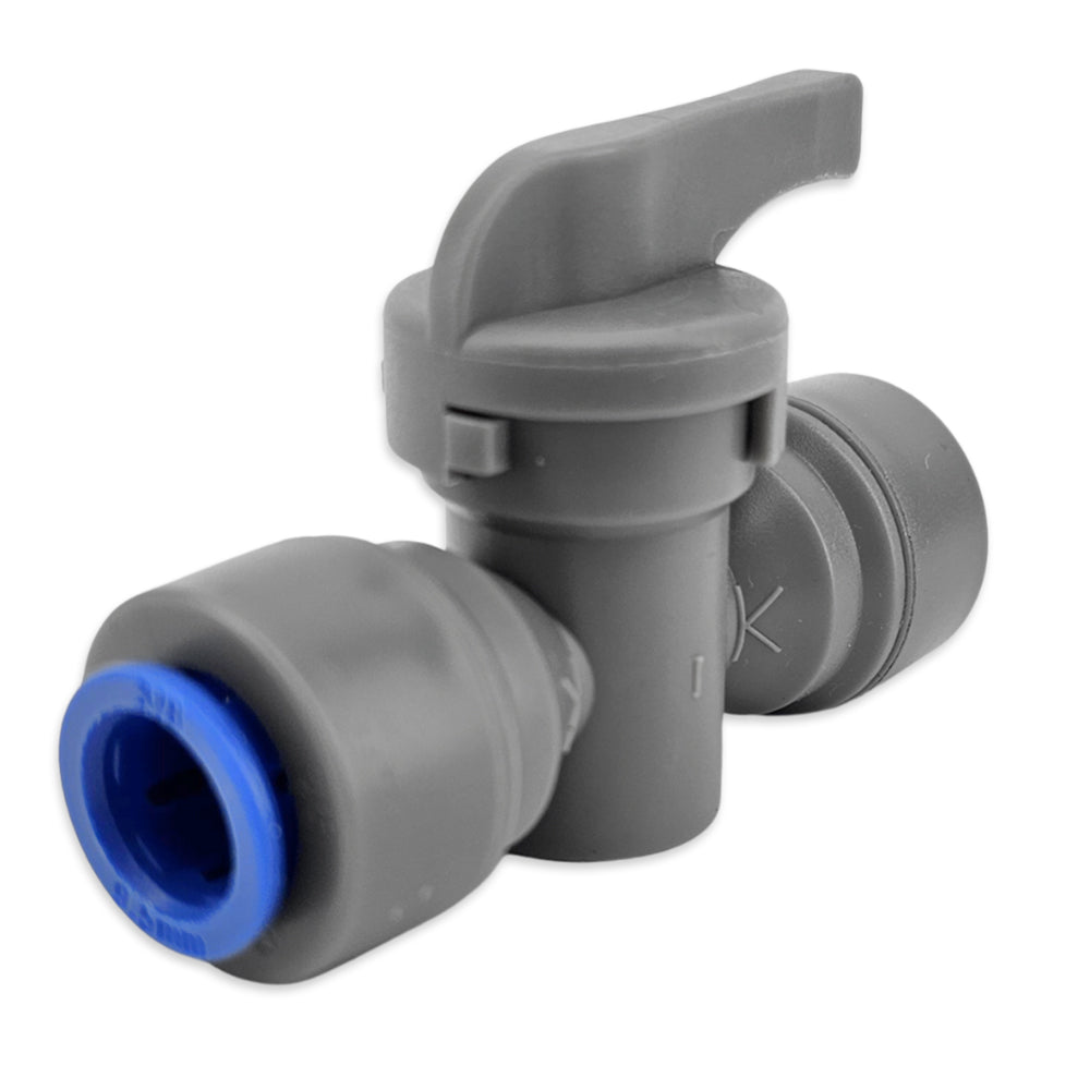 This duotight fitting is suitable for isolating water or gas lines in the 9.5mm OD hose sizing.