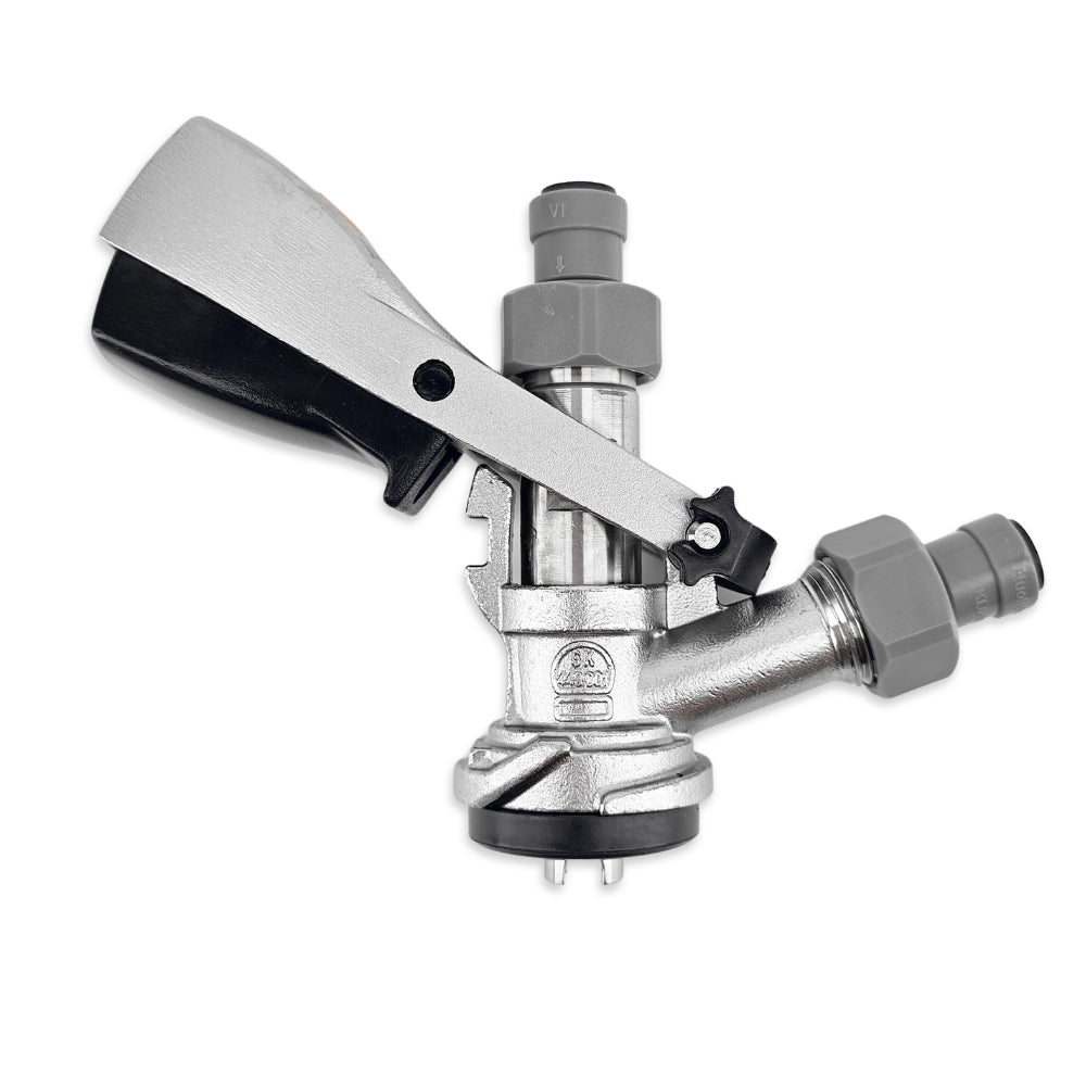 Commonly referred to as the "Twist On Coupler" for the twist style kegs that aren't D-Type.
Suitable for attaching Asahi, Heineken, Hofbrau Kegs