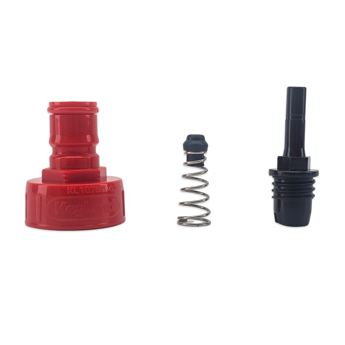 A Red Gas Carbonation Cap disassembled.