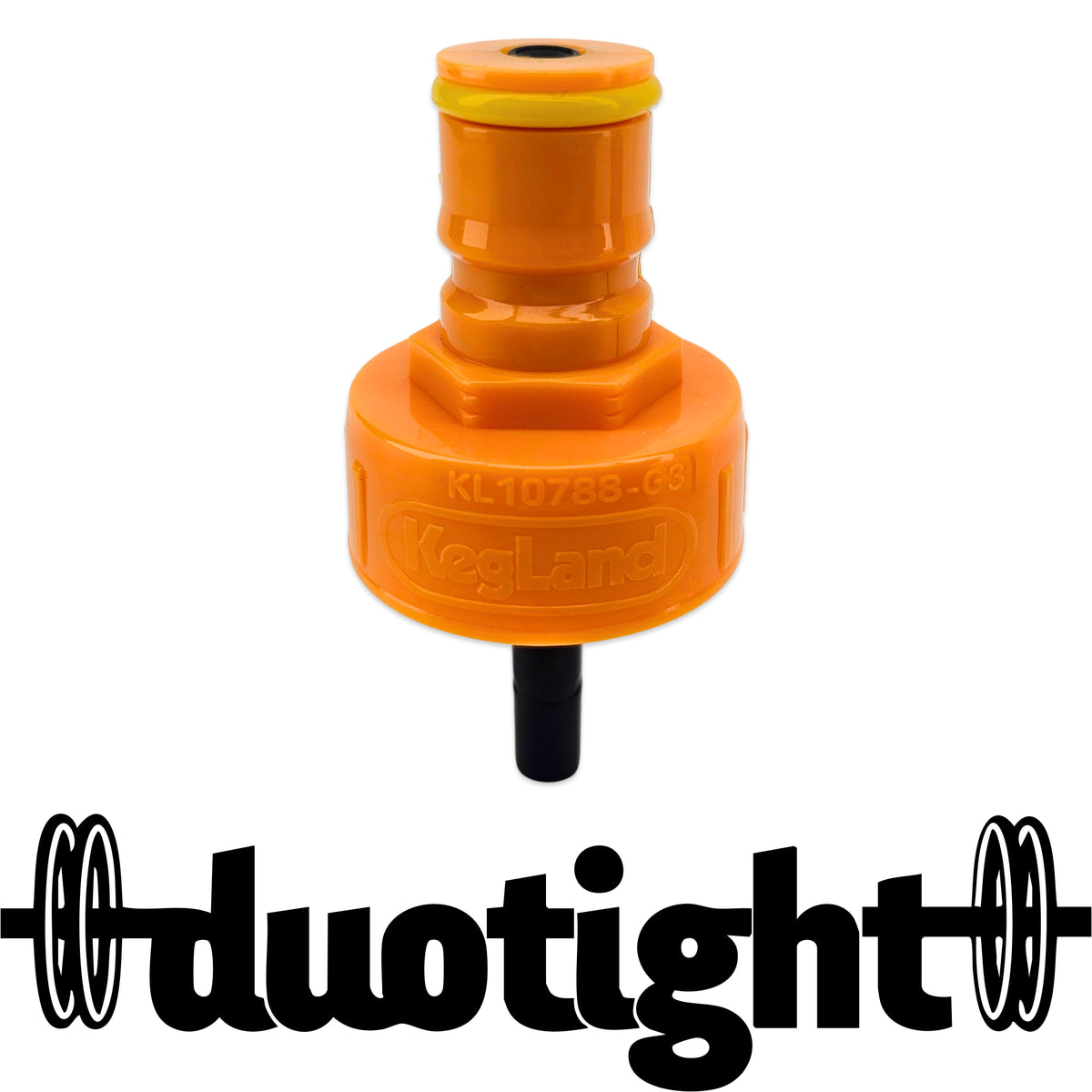 duotight branded KegLand Yellow Carbonation Cap with PCO 1881 threaded cap.