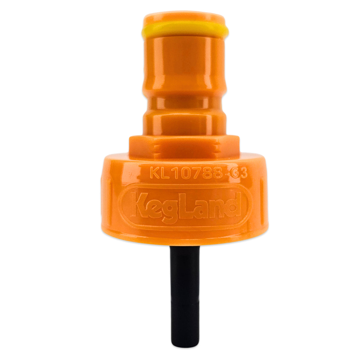 Side on Profile of the KegLand Yellow Carbonation Cap, often used for liquid transfers. Signified by liquid gold. 