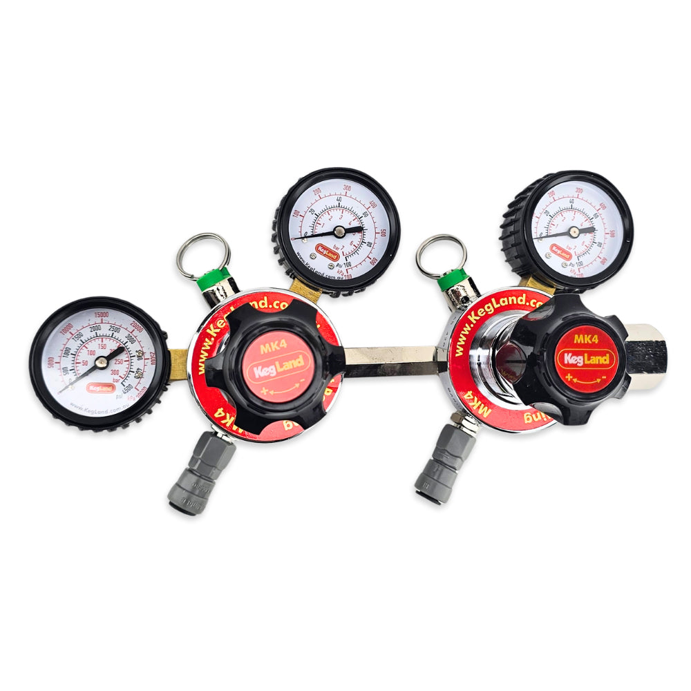 This regulator will allow you to set 2 different pressures simultaneously. Without the hassle of removing any fittings.