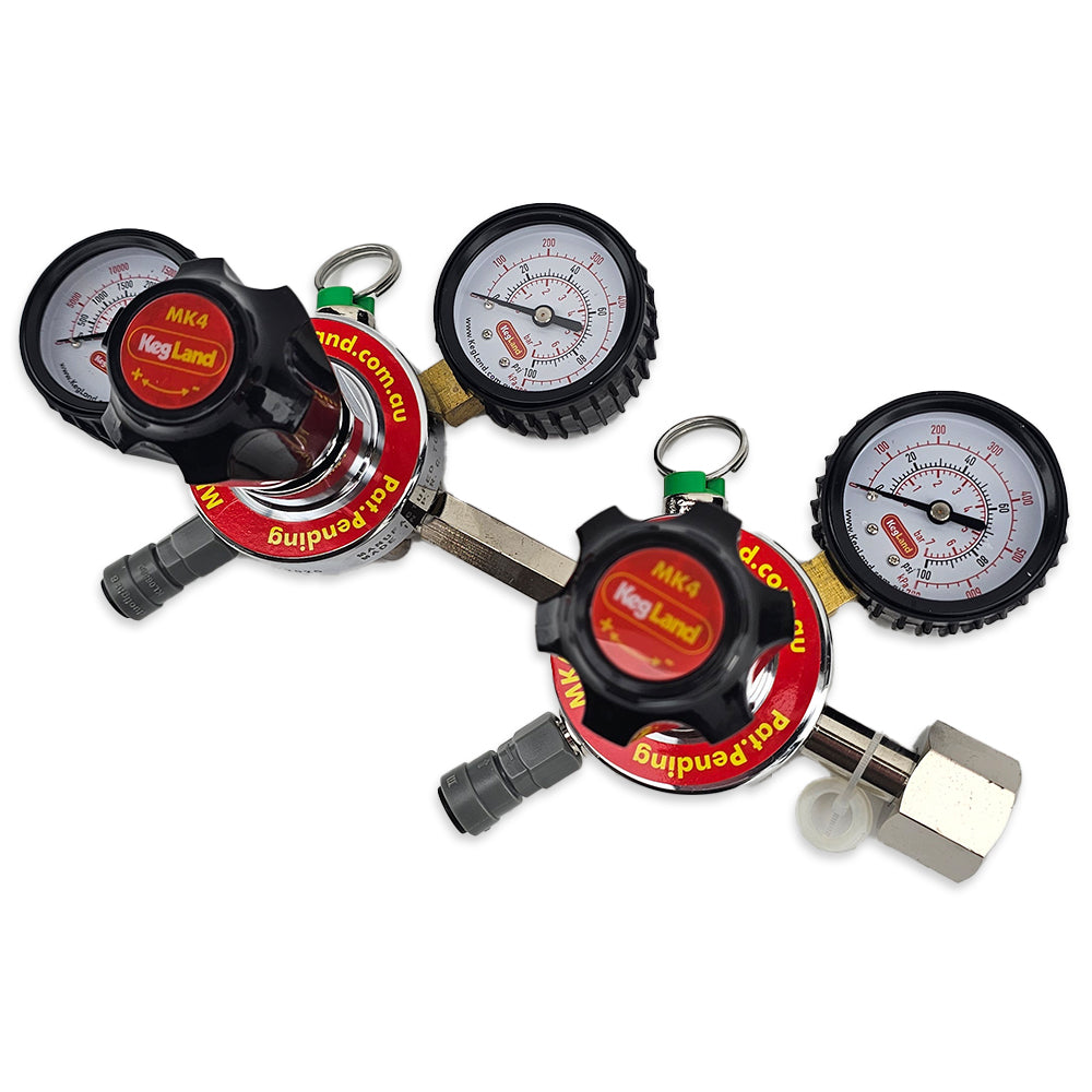 This regulator will allow you to set 2 different pressures simultaneously. Without the hassle of removing any fittings.